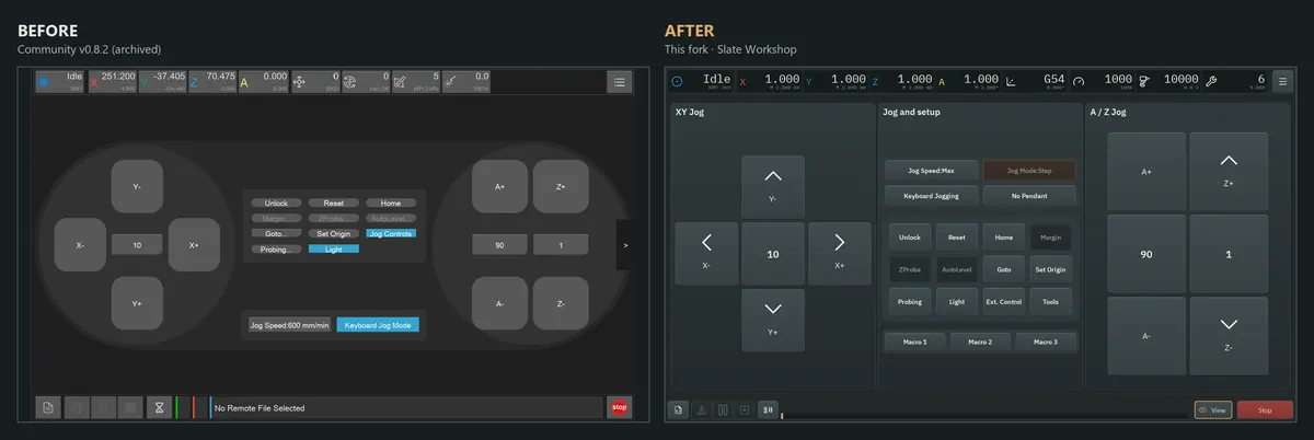 Jog screen before and after