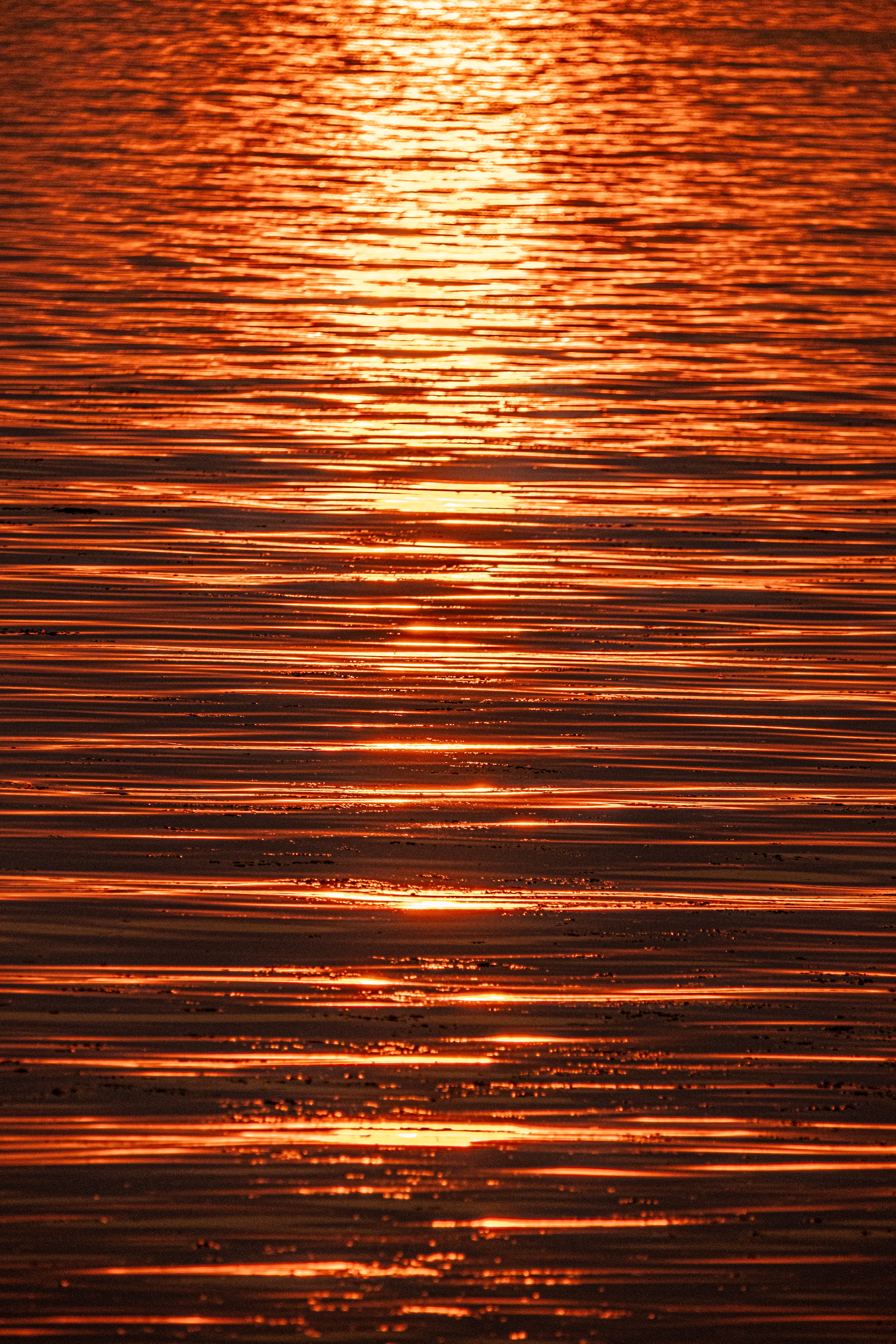 Golden-orange sunset reflections ripple across the surface of the water.